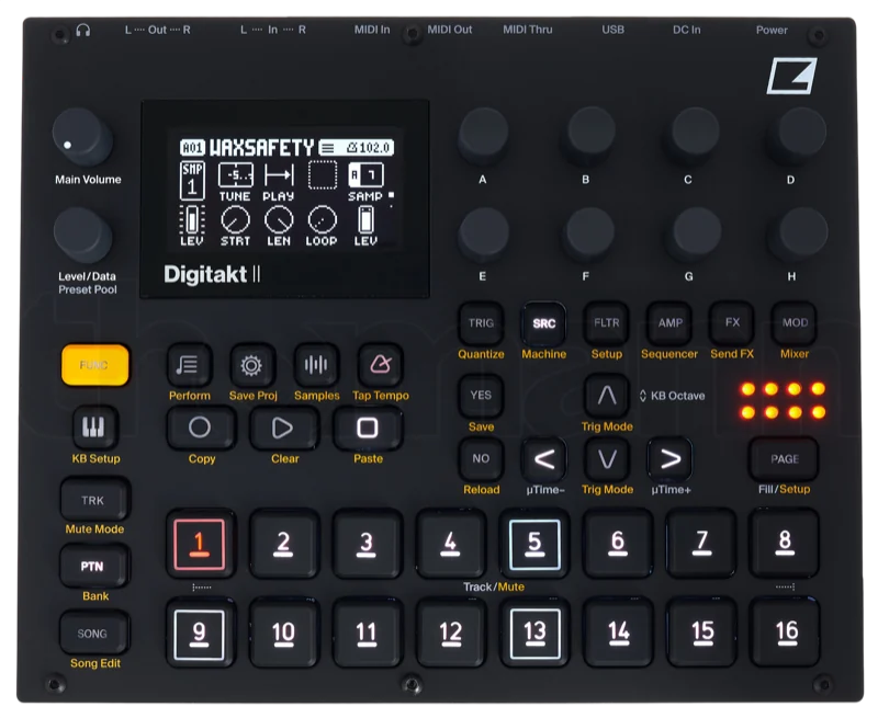 Elektron Digitakt II groovebox, recorded into REK. over one USB-C cable