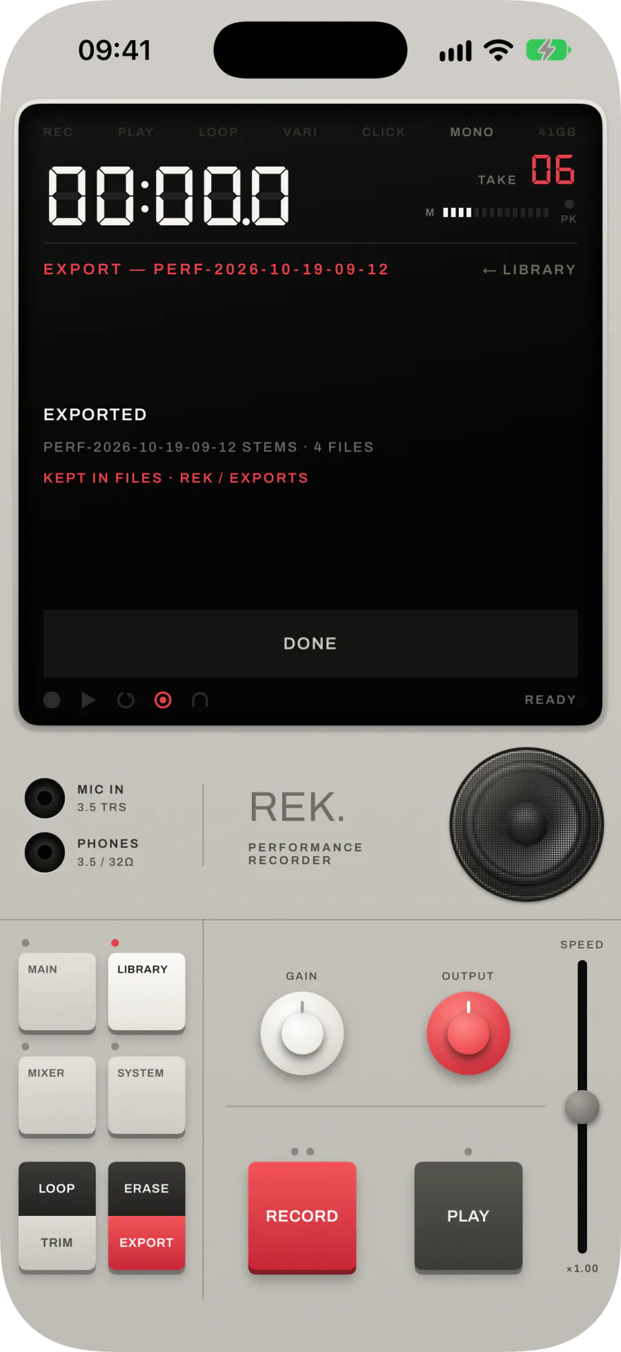 EXPORTED for stems: the STEMS folder and 4 FILES
