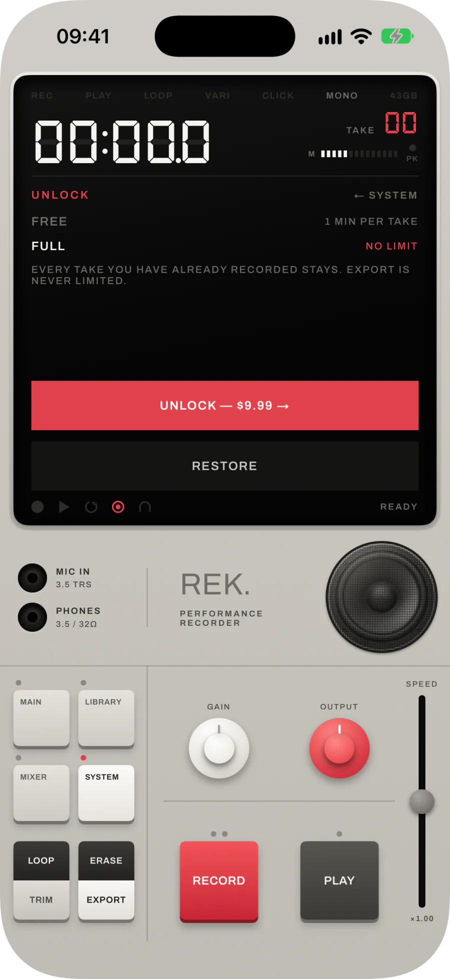The UNLOCK offer opened from SYSTEM
