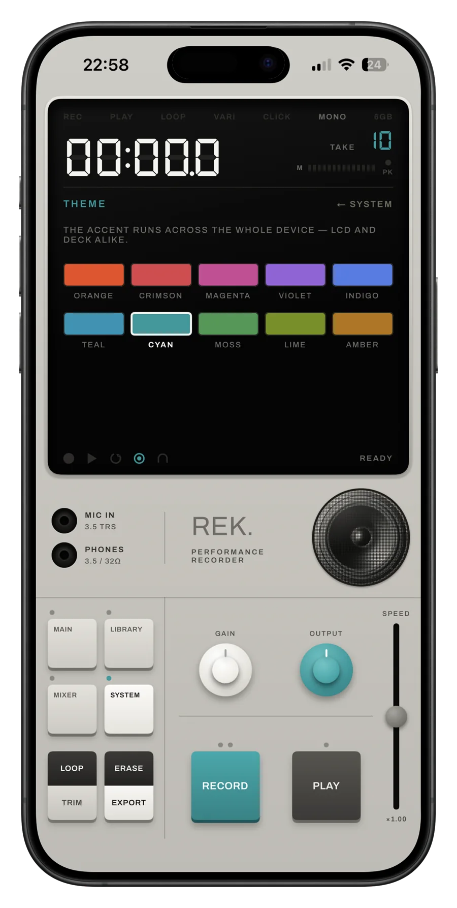 Theme picker with ten accents