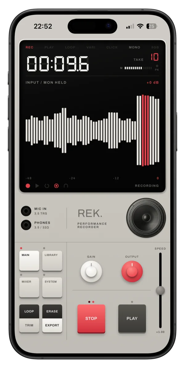 REK. recording the incoming signal, light appearance